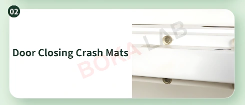 Door-closing crash mats to prevent slamming. Door-closing crash mats to prevent slamming.